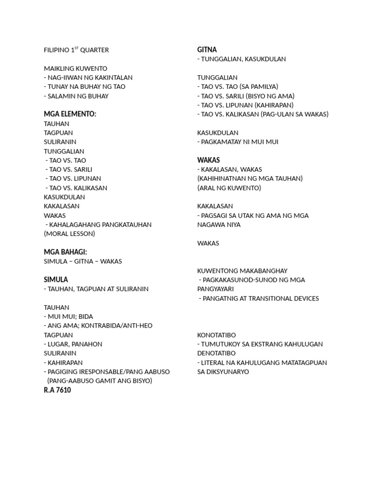 Filipino 1ST Quarter | PDF