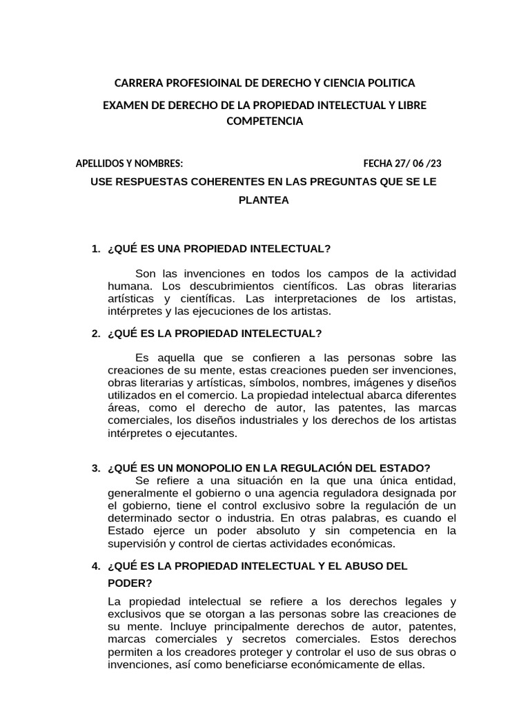 Derecho de La Propiedad Intelectual Yconsumidor Libre Competencia | PDF ...