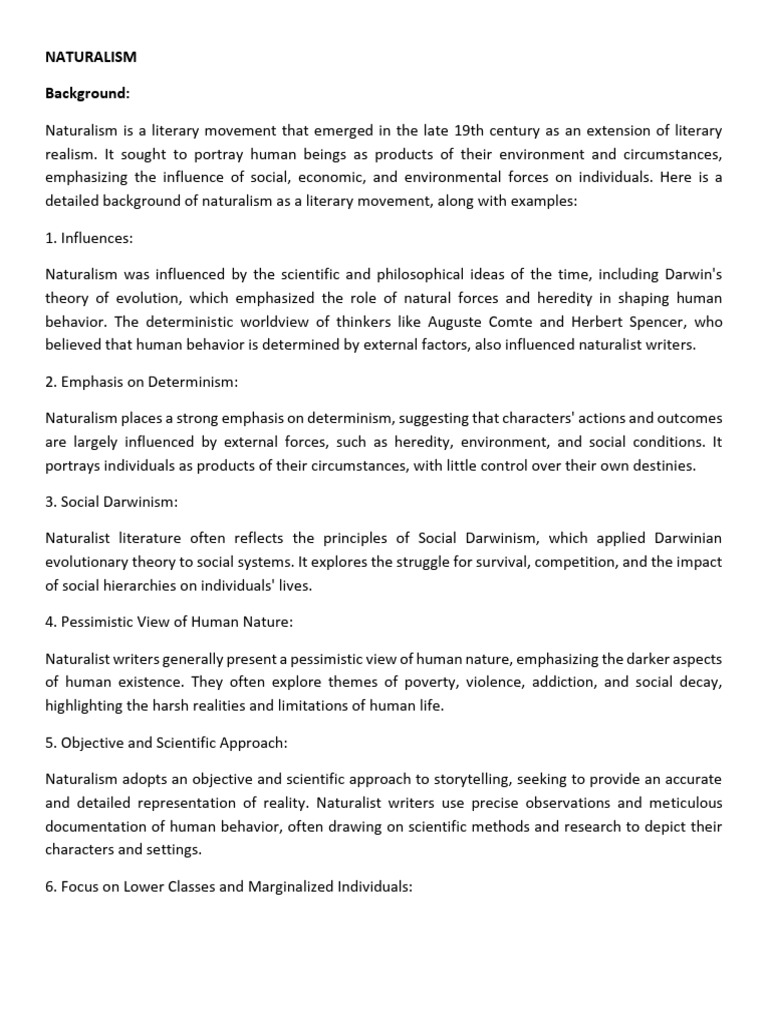 NATURALISM Notes | PDF