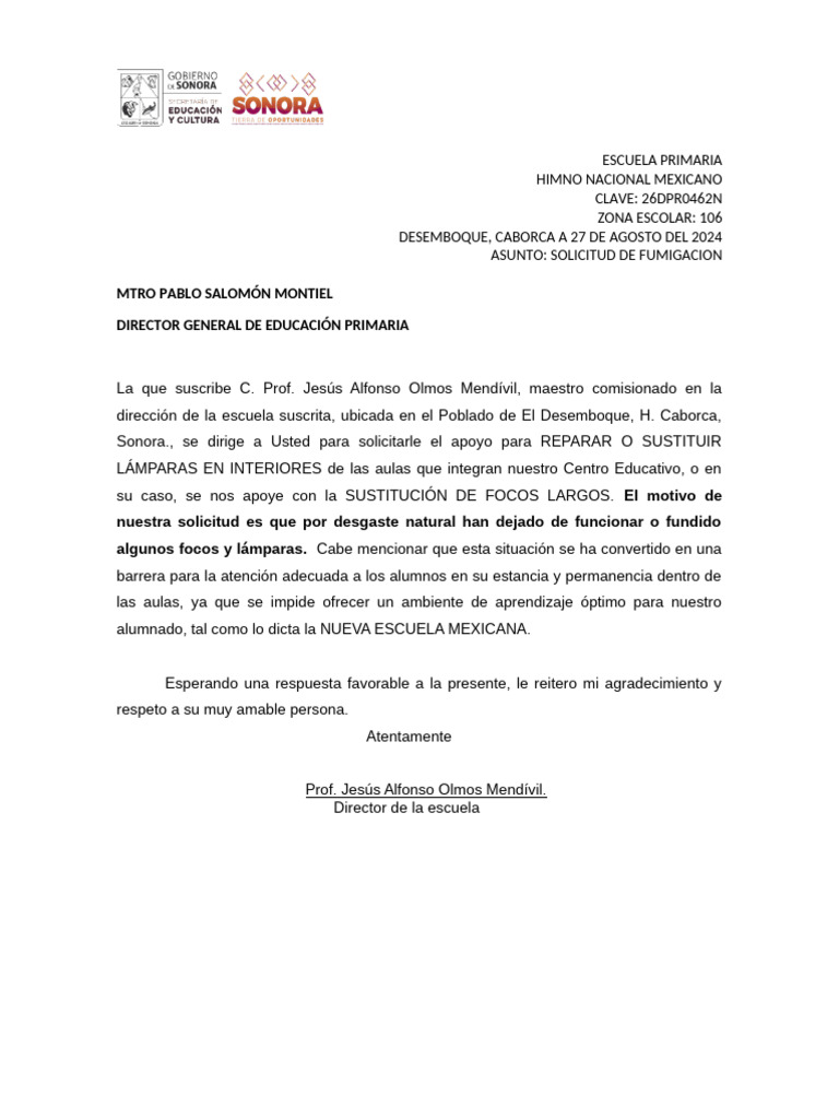 Solicitud de apoyo para lámparas escolares | PDF