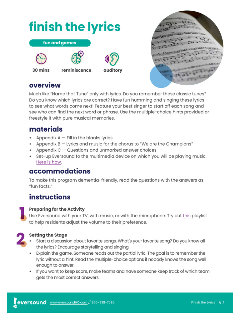 Finish The Lyrics | PDF