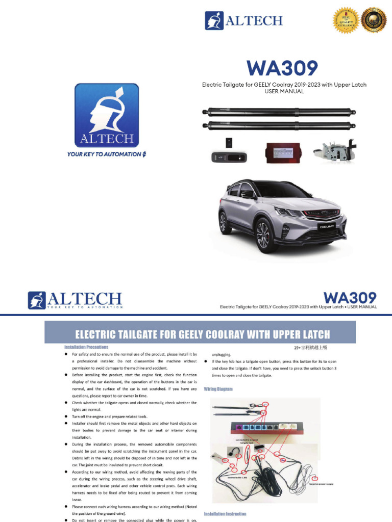 WA309 GEELY Coolray 2019 2023 Manual | PDF