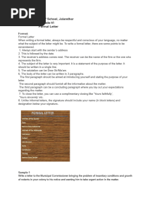 Formal Letter - Grade 6
