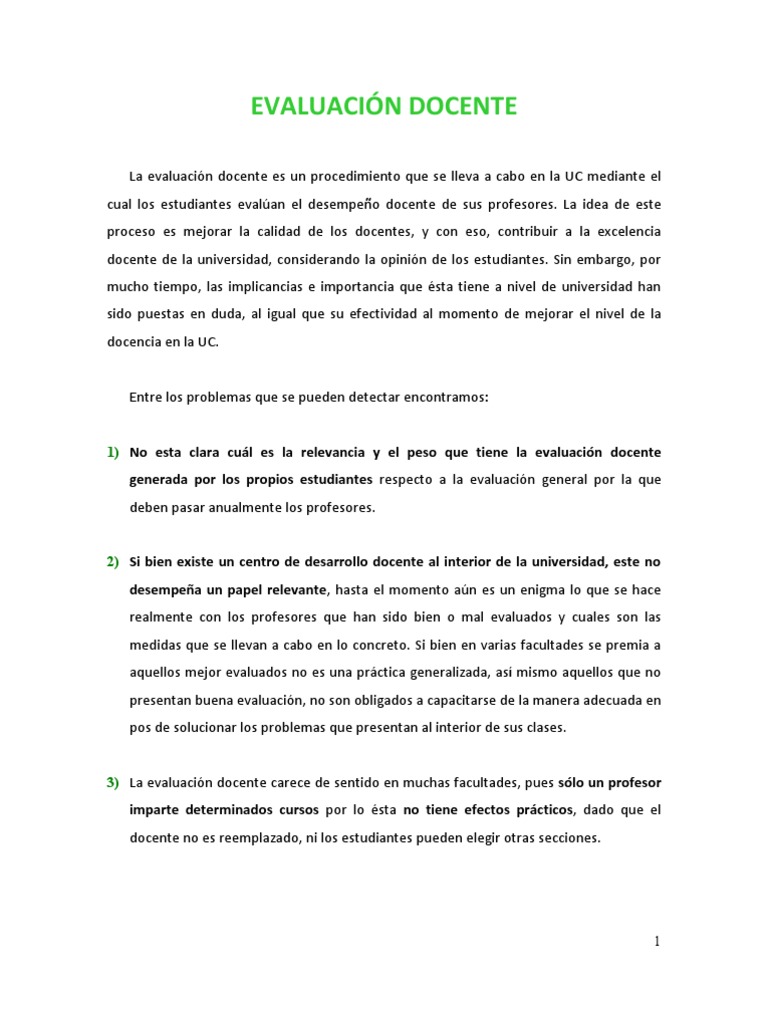Mejora de la Evaluación Docente UC | PDF | Evaluación | Maestros