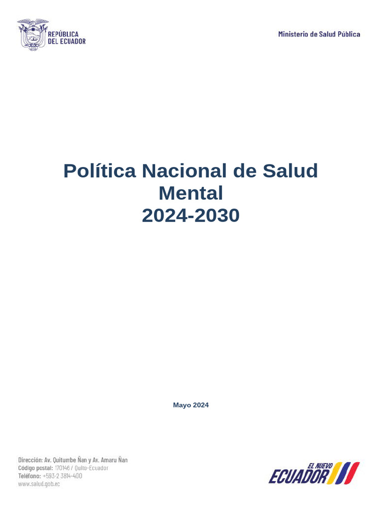 Política Nacional de Salud Mental - Version Actualizada - 05 - 2024 | PDF