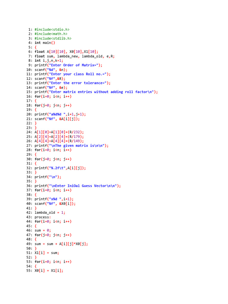 Power Method Program | PDF