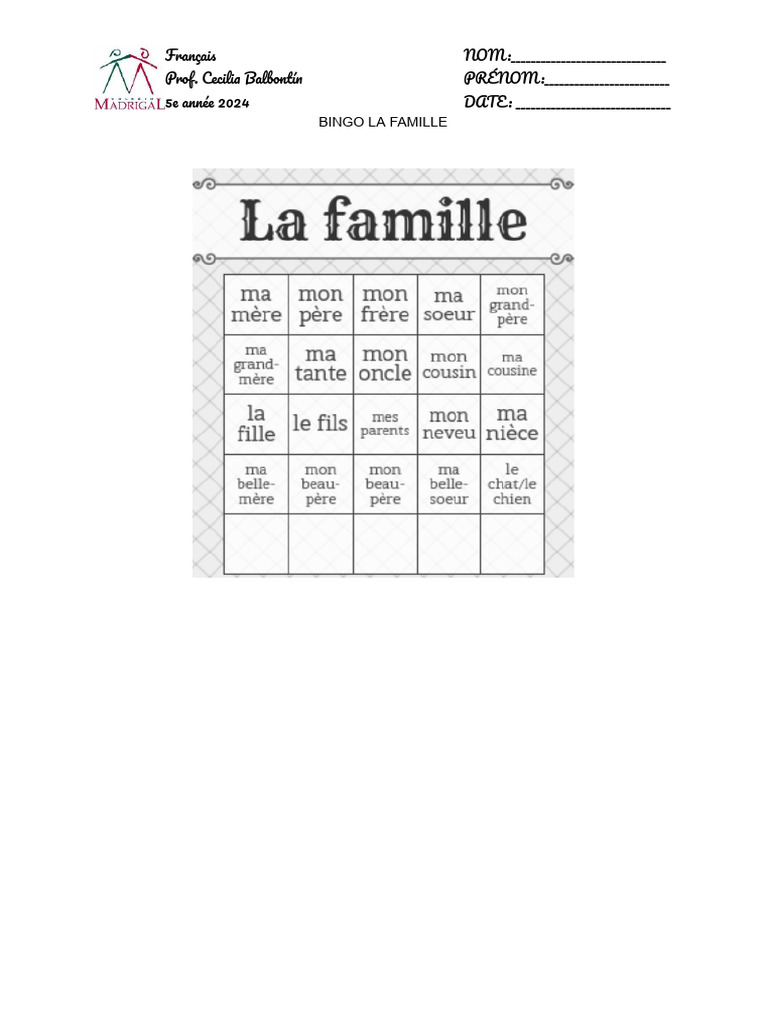 Bingo La Famille | PDF
