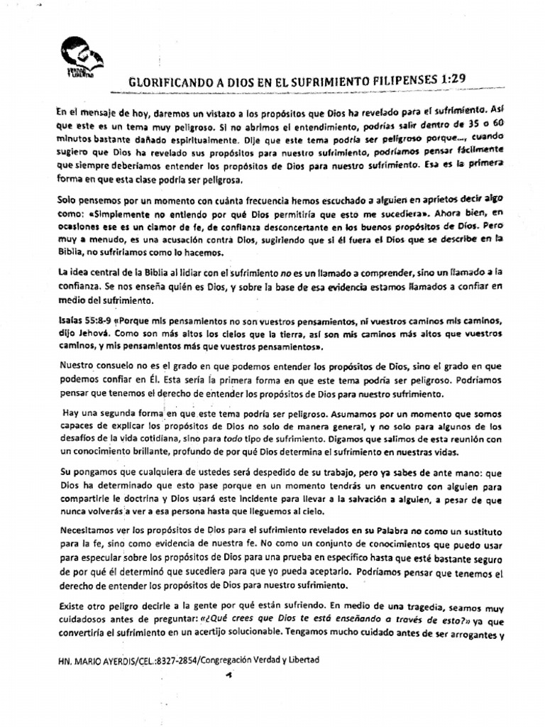 Glorificando A Dios en El Sufrimiento | PDF