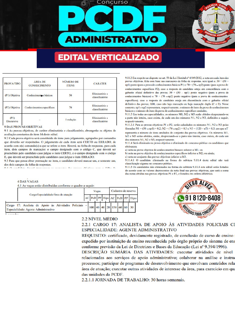 (Edital Verticalizado) - PCDF - Cargo 17 - Nivel Medio - Agente ...