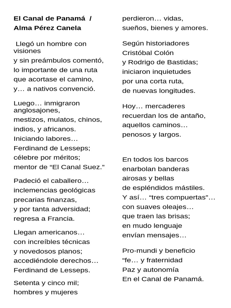 El Canal de Panamá Poesia | PDF