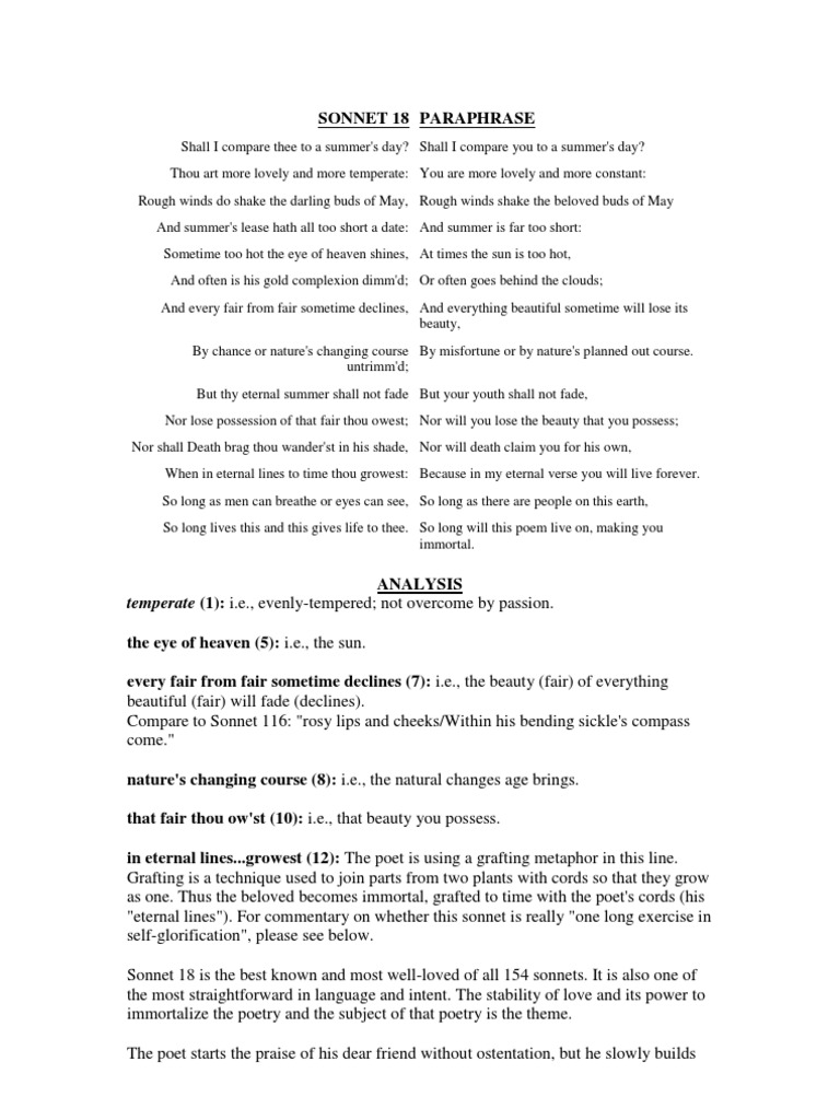 essay on sonnet 18