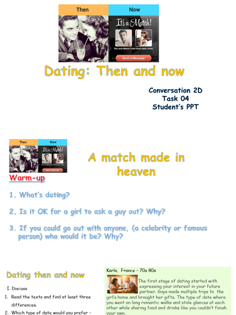Task 4 Dating Then and Now - For Students | PDF