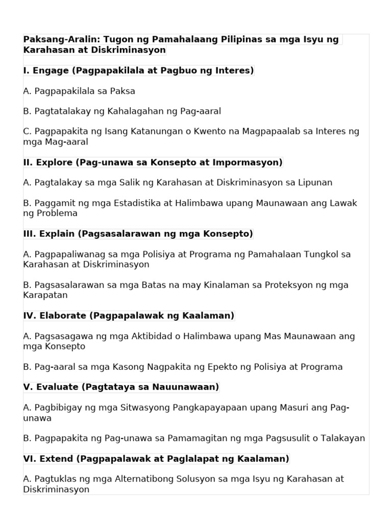 LESSON PLAN 3RD QUARTER Tugon NG Pamahalaang Pilipinas Sa Mga Isyu NG ...