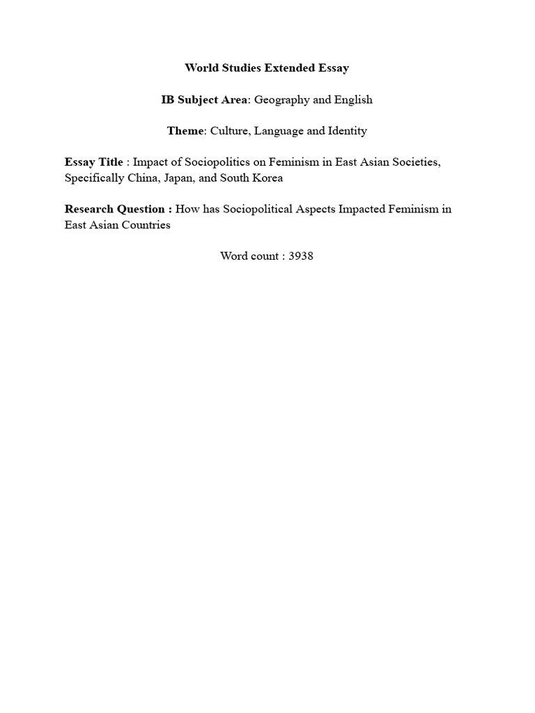 World Studies EE Final Draft | PDF
