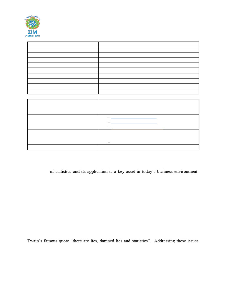 Business Statistics Course Outline 2024 - RD | PDF | Probability ...