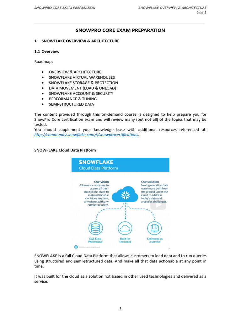 SnowPro Core Exam Preparation Course Docs | PDF