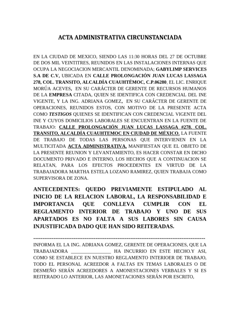 Acta Administrativa Pdf