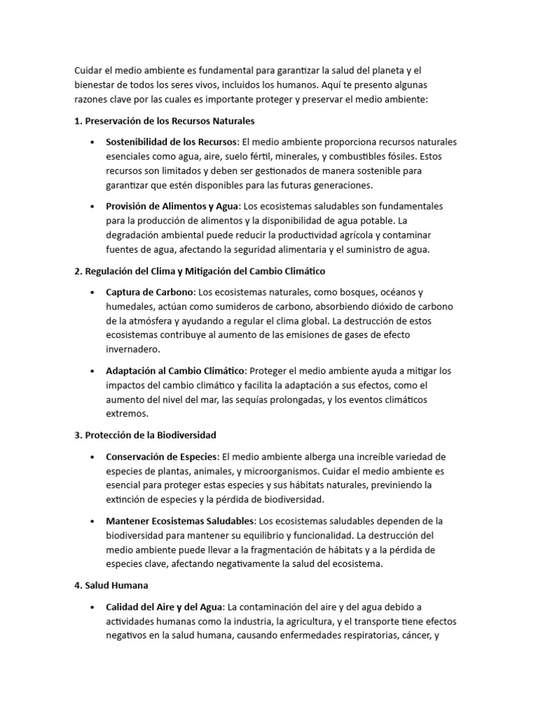 Cuidar El Medio Ambiente Es Fundamental para Garantizar La Salud Del ...