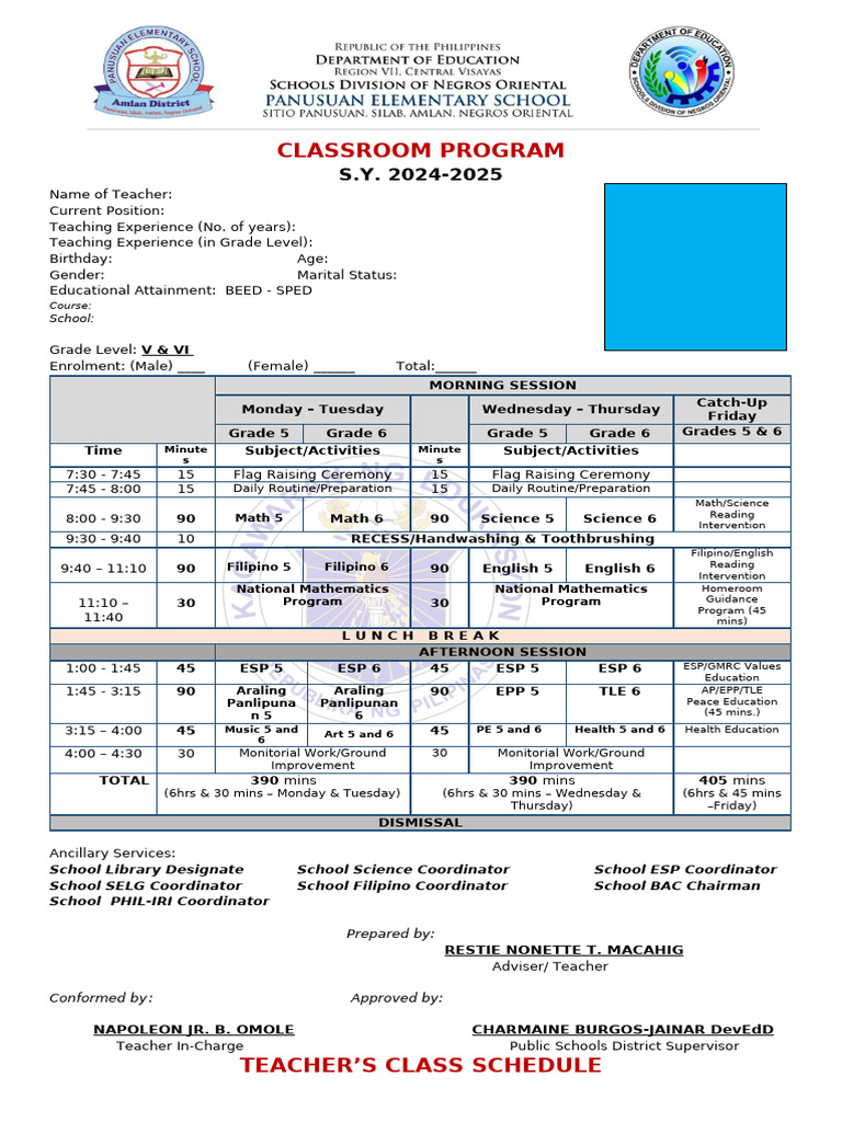 MG Class Program Schedule 56 | PDF
