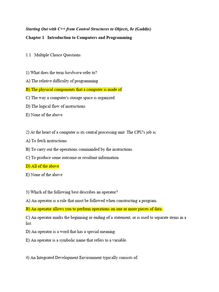 Quiz 1 Intro To Programming Pdf