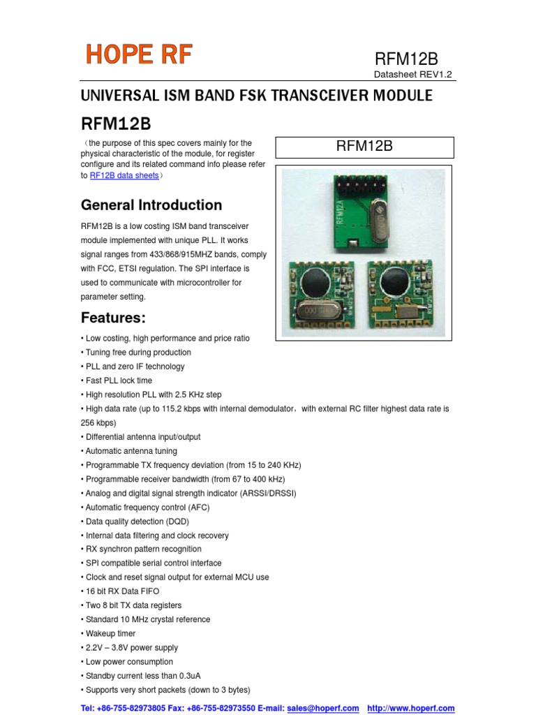 RFM12B | PDF | Microcontroller | Radio