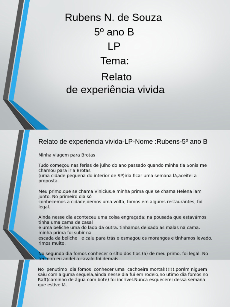 Relato de Experiencia Vivida | PDF