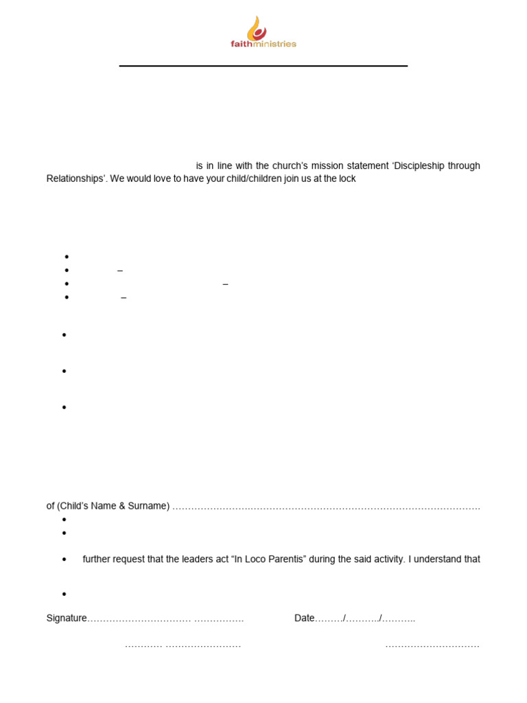 Nothern Zone Teens Lock-In Indemnity Aug 2024 | PDF
