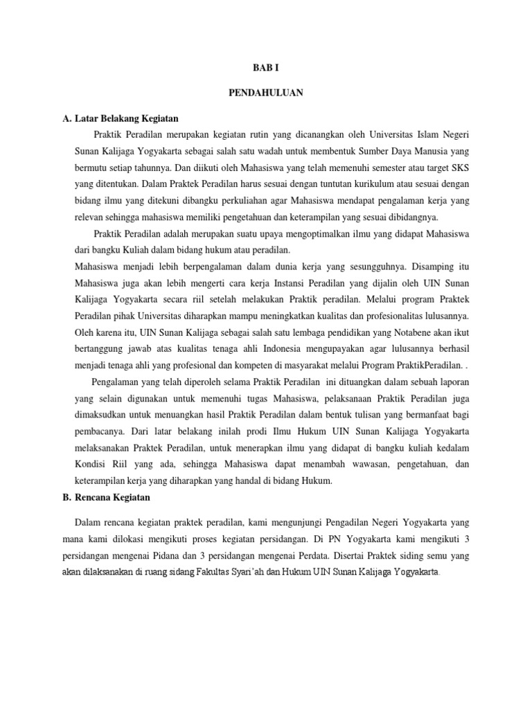 Isi Laporan Praktek Peradilan Pn