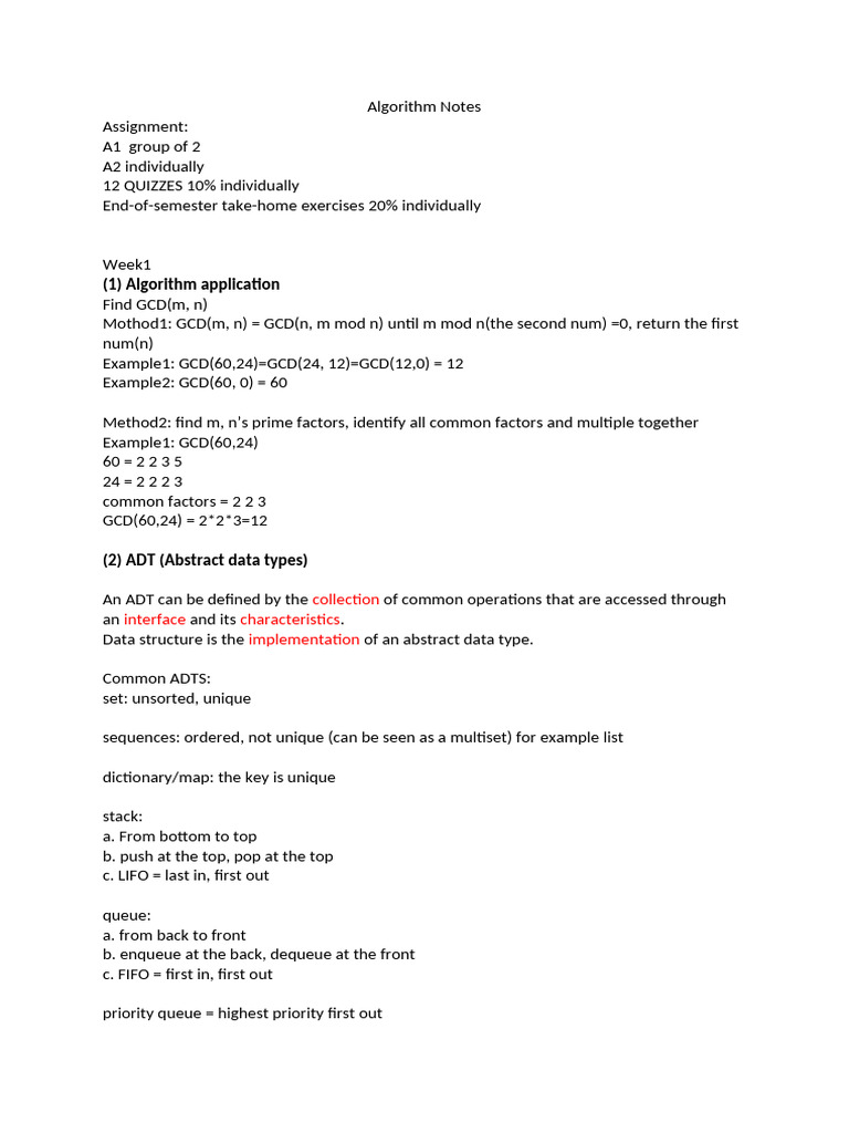 Algorithm Notes | PDF