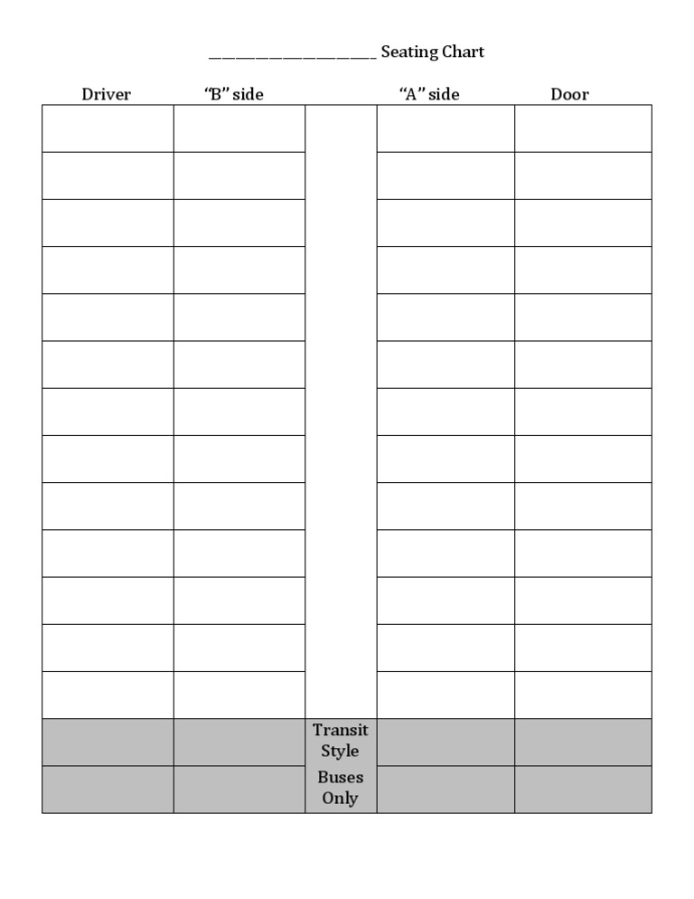Bus Seating Chart for Transit Use | PDF