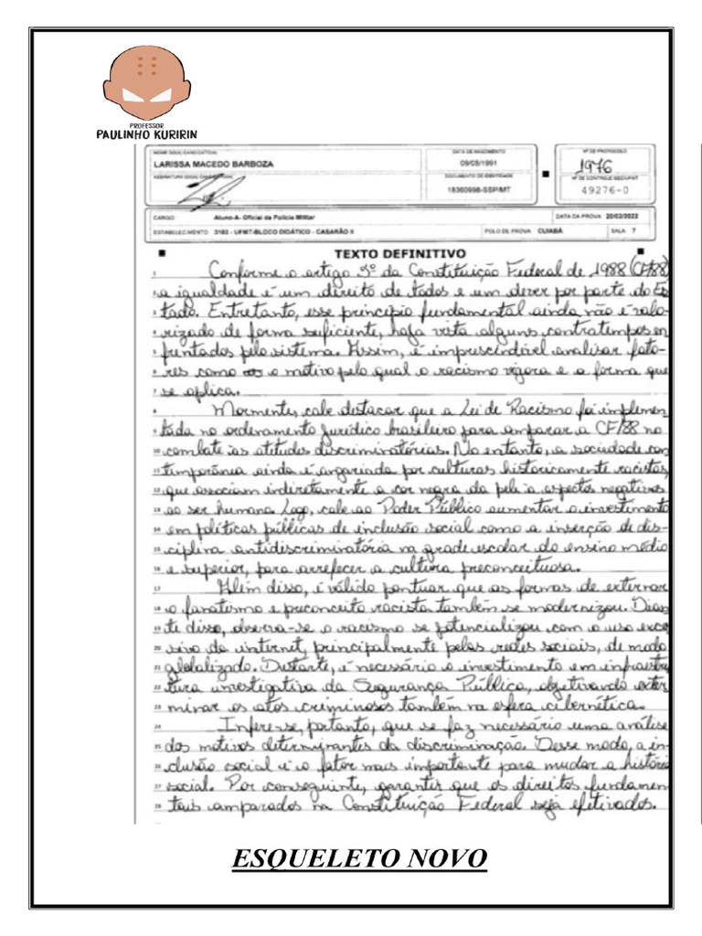 Redação Exemplo Nota Máxima | PDF