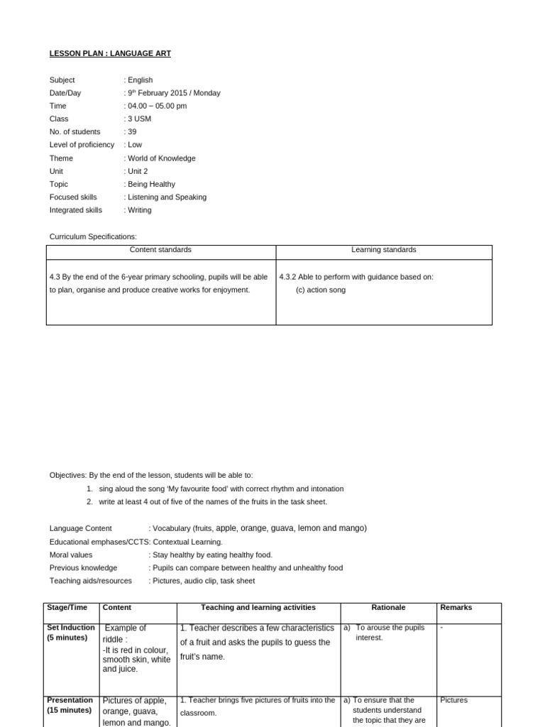 Lesson Plan 1 | PDF