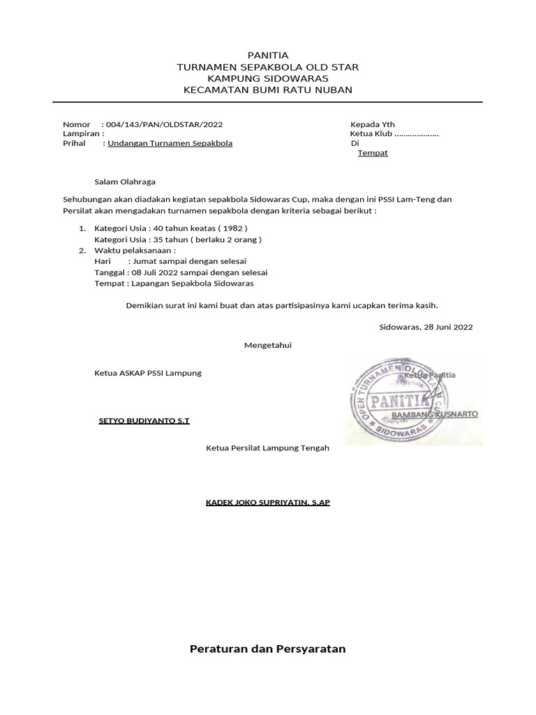 Undangan Rapat Club + PERSYARATAN | PDF