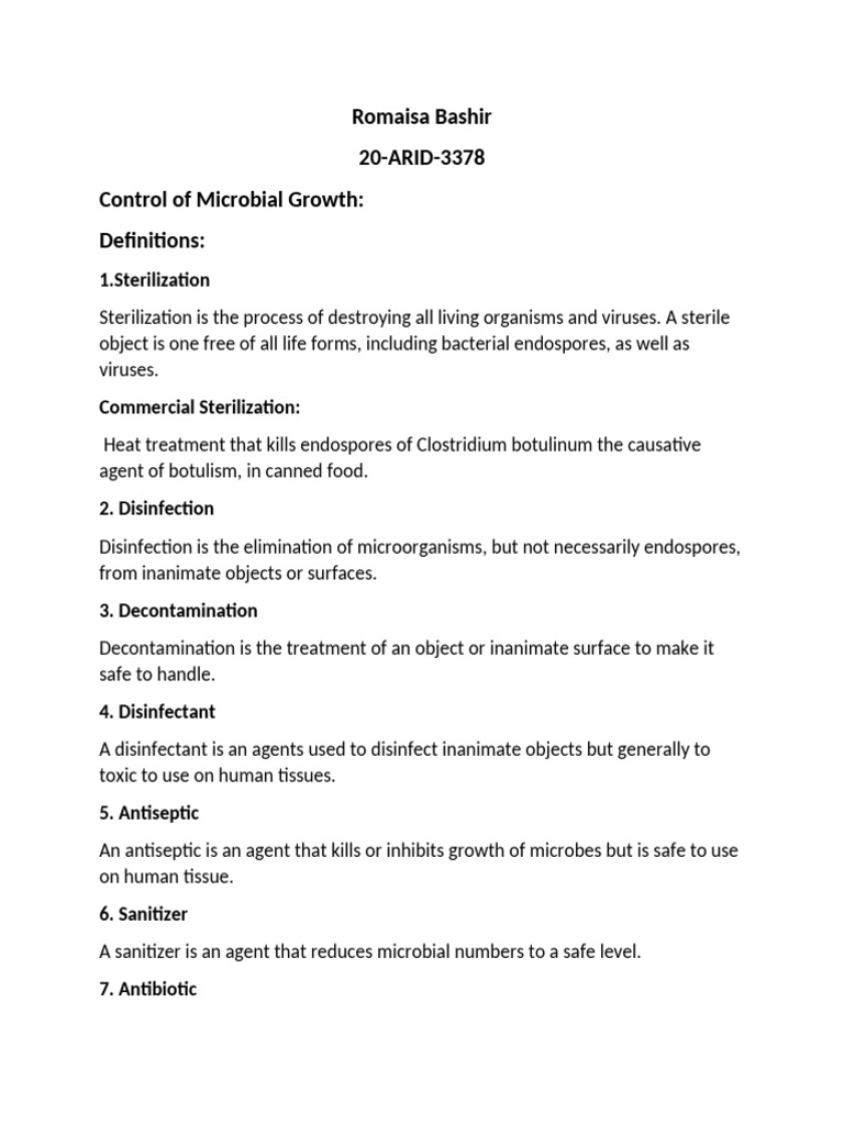 Microbial Growth Control Methods Explained | PDF | Disinfectant | Self ...