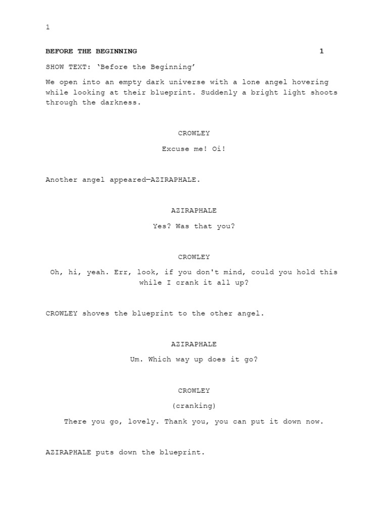 Good Omens S2e1 Script - First Five Minutes | PDF