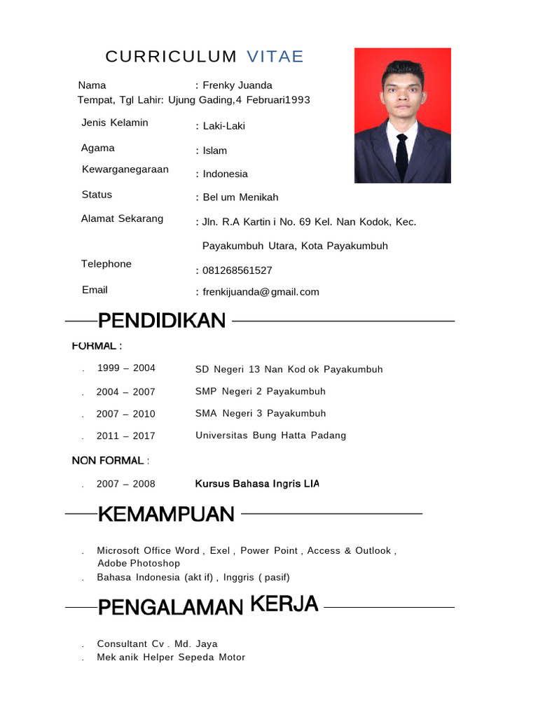 Cv Surat Lamaran Kerja Pdf