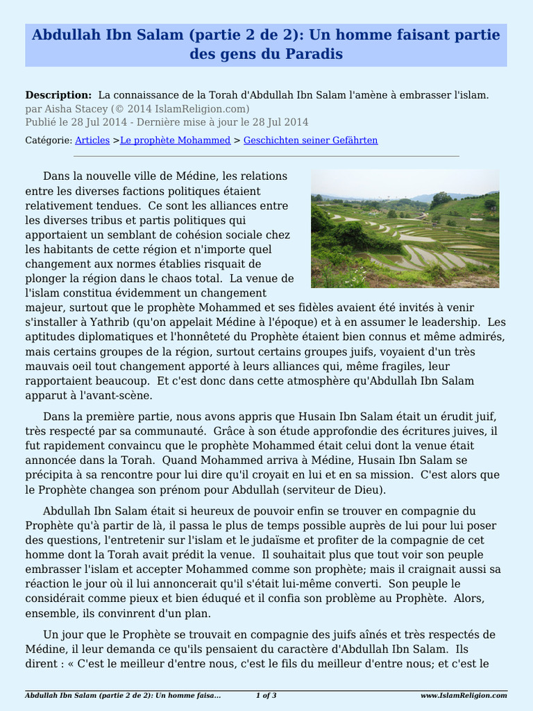 Abdullah Ibn Salam Part 2 Of 2 4708 Fr Pdf
