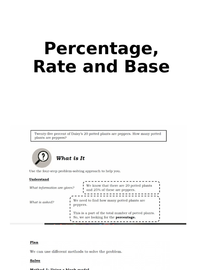 Percentage, Rate and Base | PDF