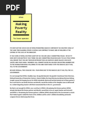 Kpmg the Tax Haven Maven and Purveyor of Death
