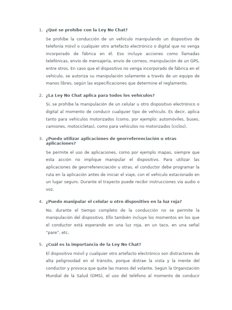 Qué Se Prohíbe Con La Ley No Chat | PDF