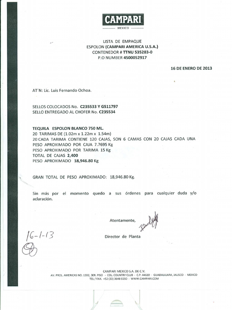 Packing. List. PO. 4500052917 | PDF