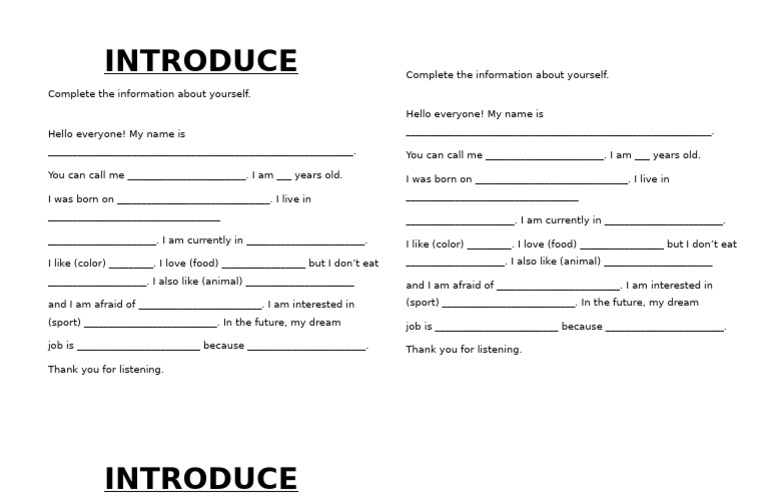 Personal Introduction Template | PDF