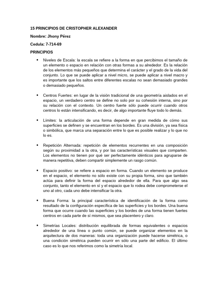 15 Principios de Cristopher Alexander | PDF