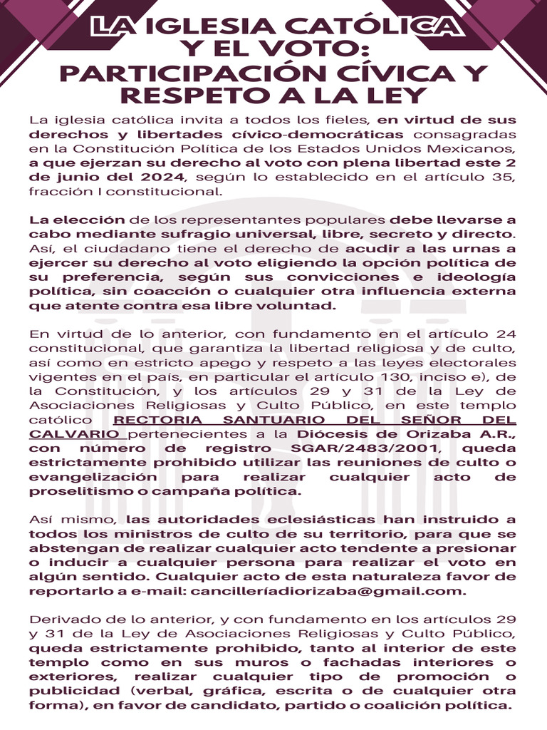 La Iglesia Católica y El Voto - 20240910 - 202418 - 0000 | PDF