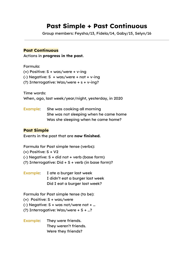 Past Simple + Past Continuous | PDF