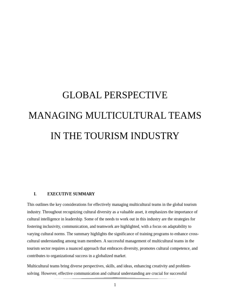 Managing Multicultural Teams in Tourism | PDF | Leadership | Diversity ...