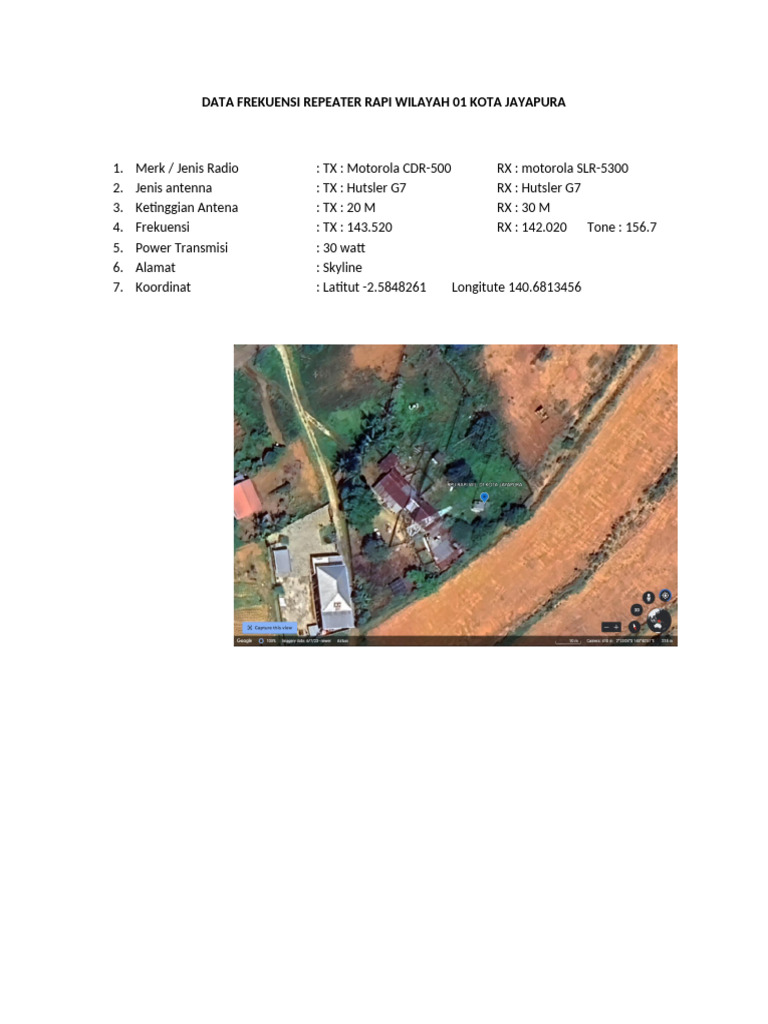 Data Frekuensi Repeater Rapi Wilayah 01 Kota Jayapura | PDF