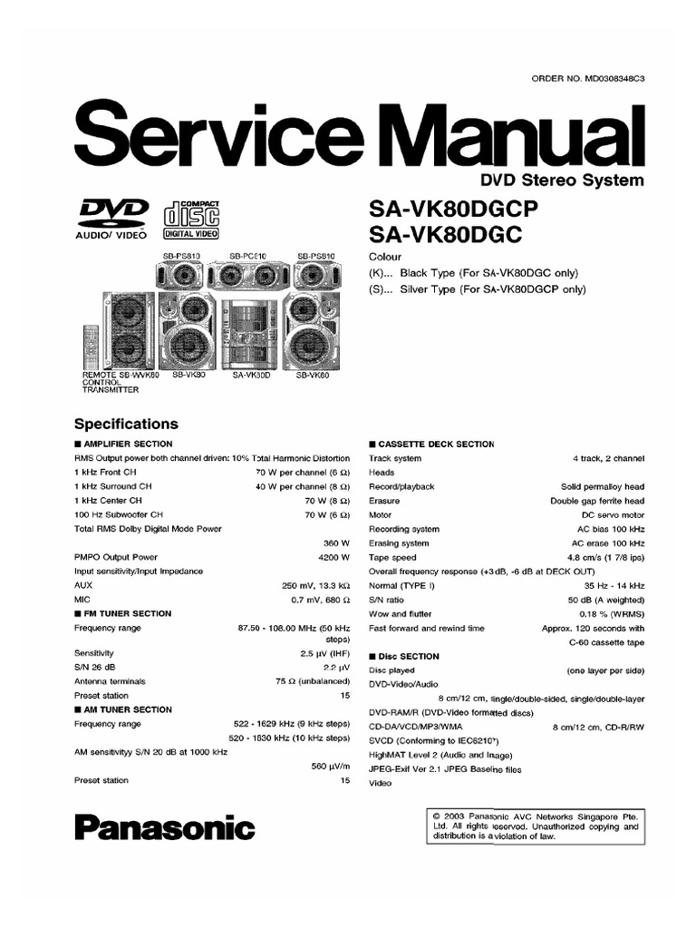 Diagrama SA-VK80D | PDF