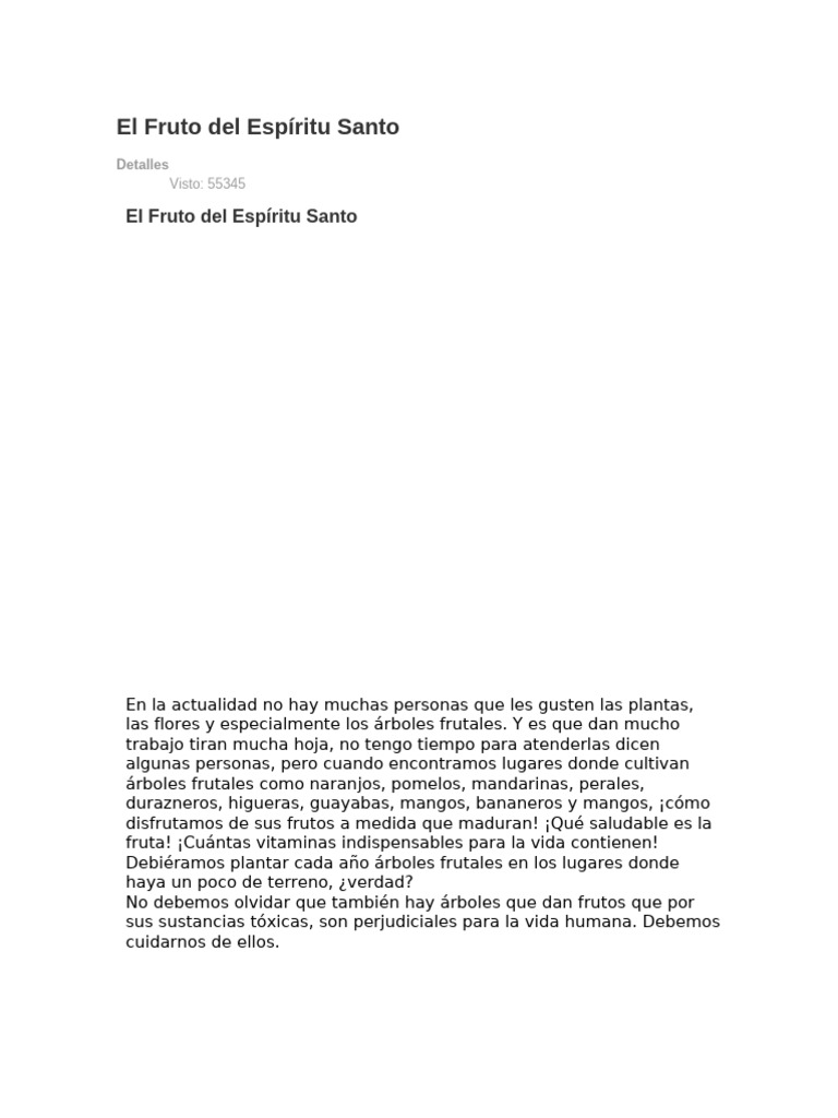 El Fruto Del Espíritu Santo | PDF
