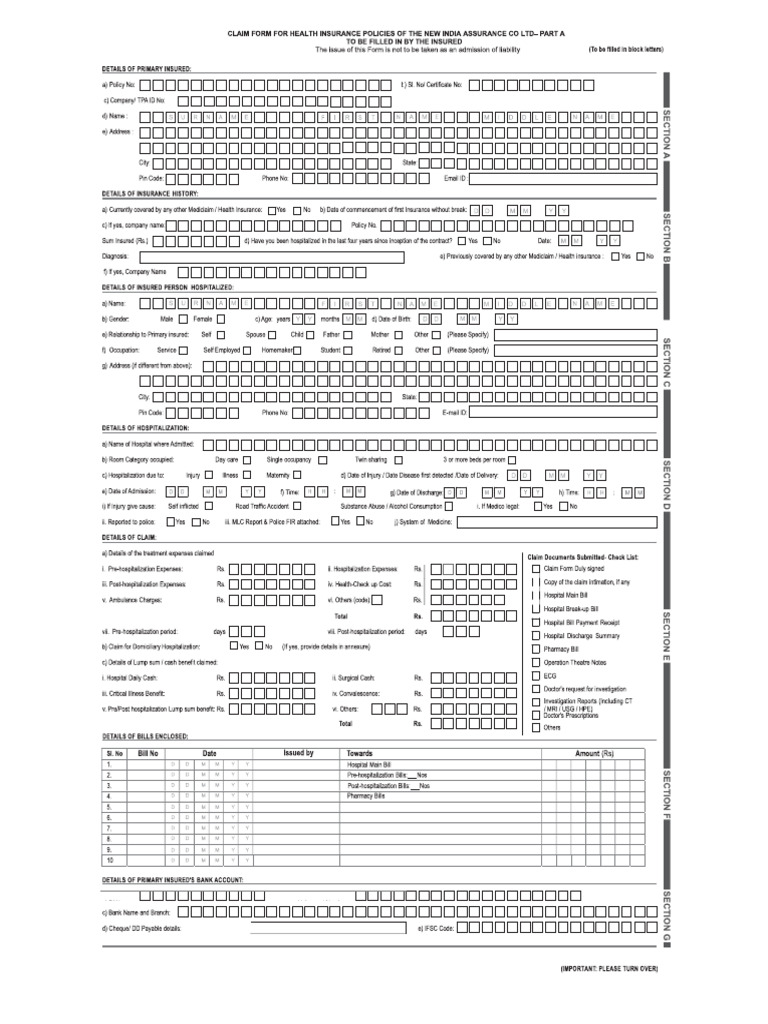 Pre Post Claim Form | PDF